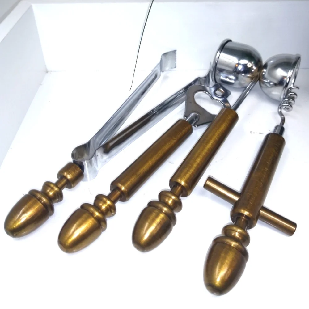 Antique Brass Bartender 4pc. Tool Set